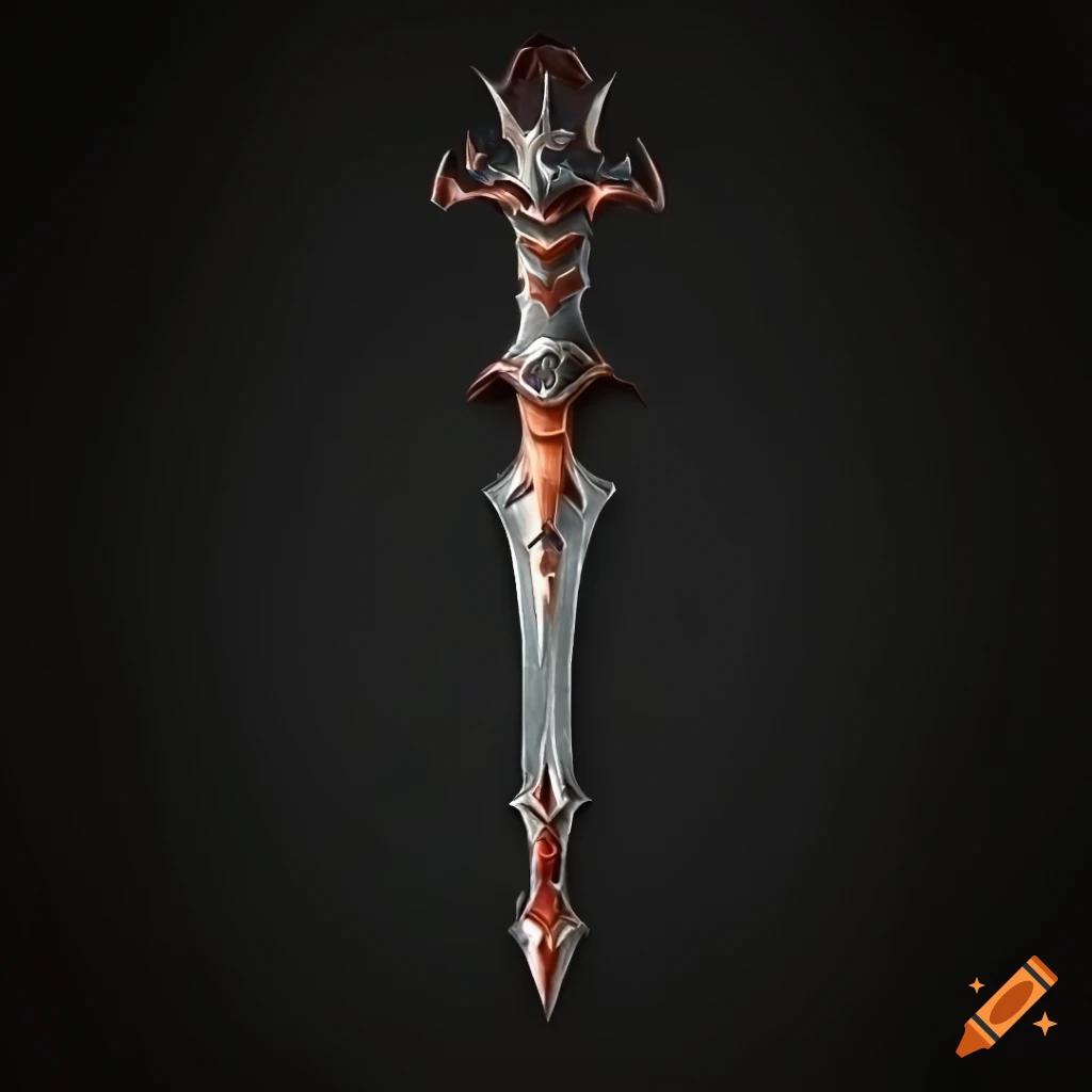 Mythic elite sword in vertical symmetry on a black background