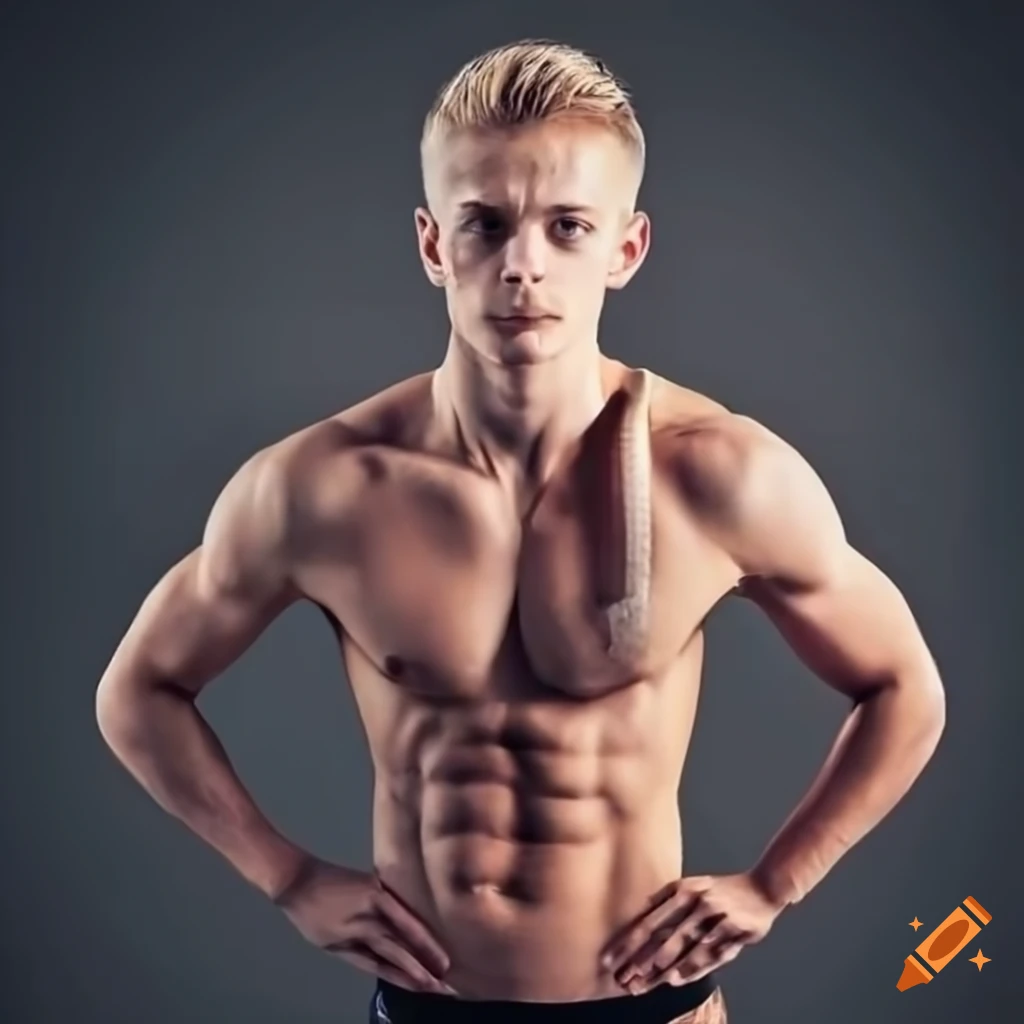 Blond Greek athlete practicing BJJ