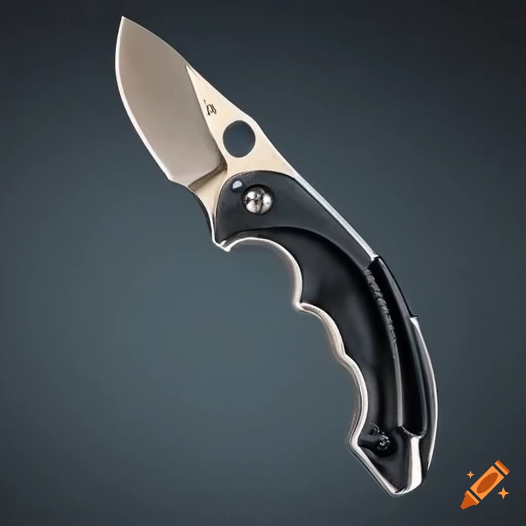 Spyderco jackknife scalpel on a dark glass steel table in a futuristic Japan style