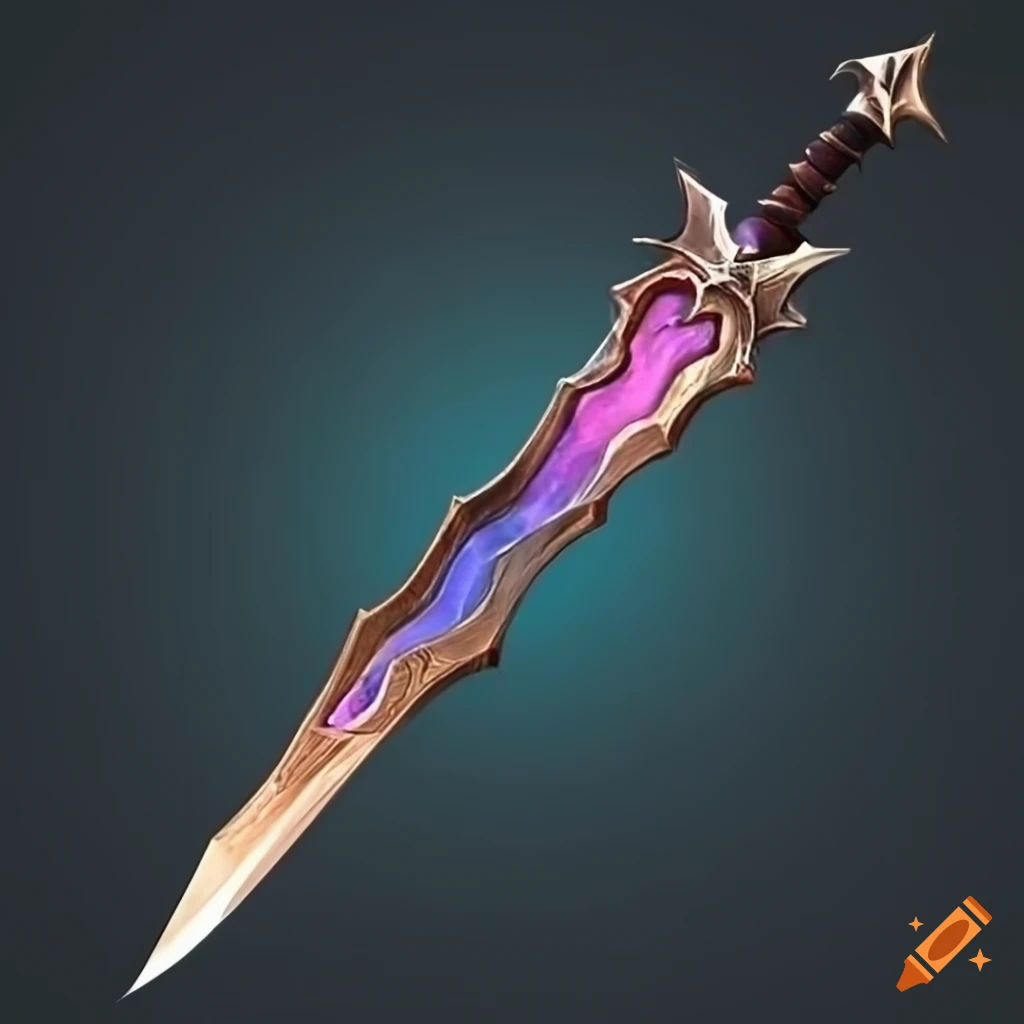 Mythic elite straight sword with vertical symmetry and geometric design