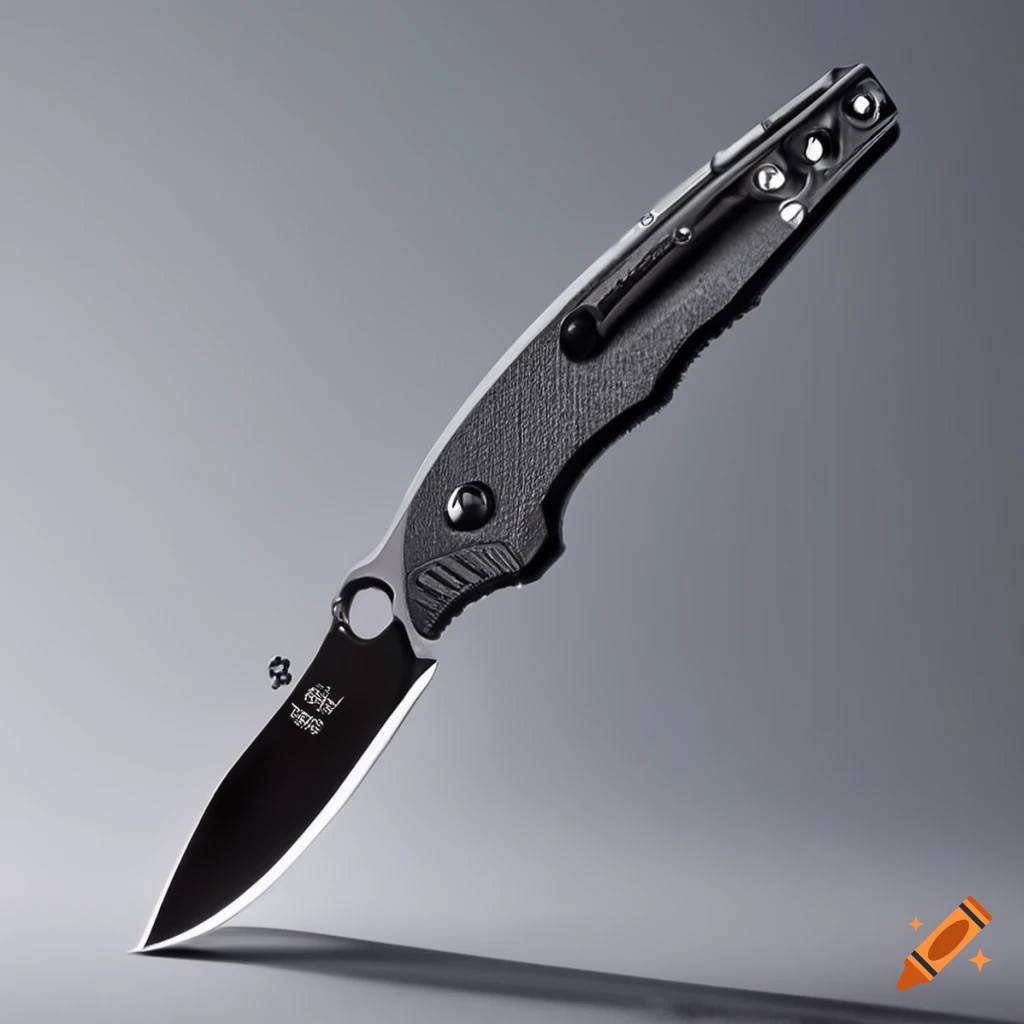 Spyderco jackknife scalpel on a futuristic Japanese-style dark glass steel table