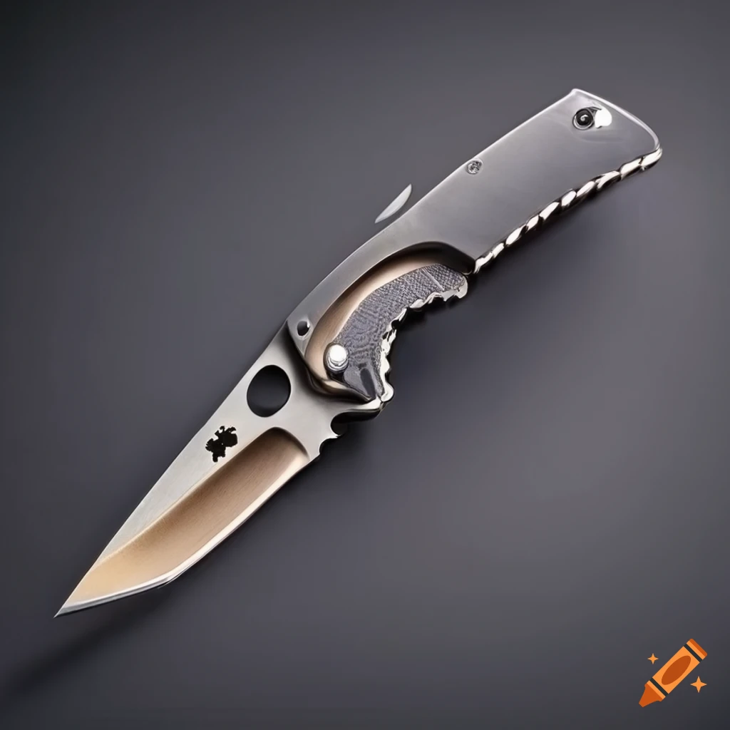 Spyderco jackknife scalpel on a dark glass steel table with futuristic Japan style