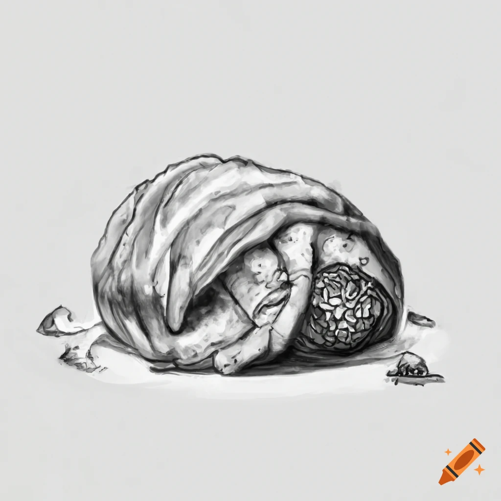 Pork stuffed with feta cheese in a black and white drawing