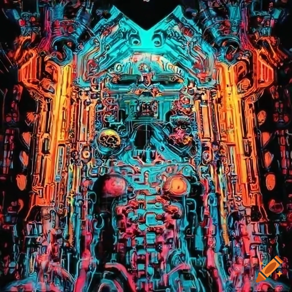 70s sci-fi organic machine art by akira toryiama blending brain and ...