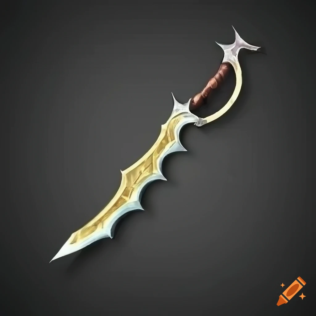 Mythic straight elite scimitar weapon with vertical symmetry on a black background