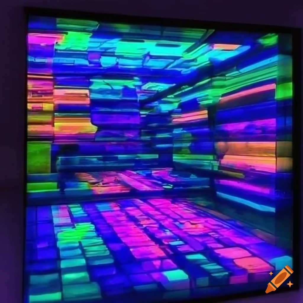 HD photo of 3D backlit blacklight translucent marbled glass lo-fi aesthetic greenhouse interior