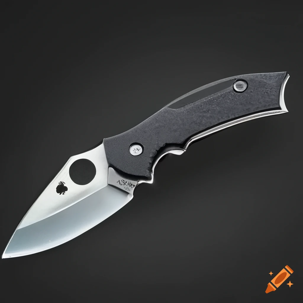 Spyderco jackknife scalpel on a dark glass steel table with futuristic Japan style