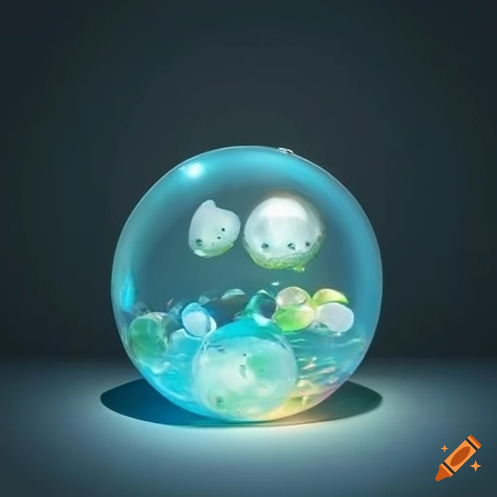 Glowing glass orb with little creatures inside