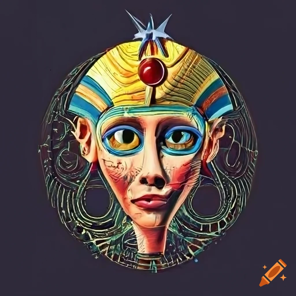 Egyptian head with star in Tim Burton style