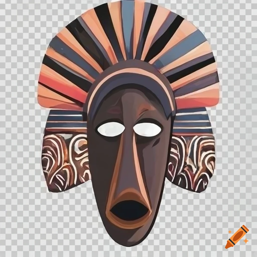 African tribal mask cartoon art