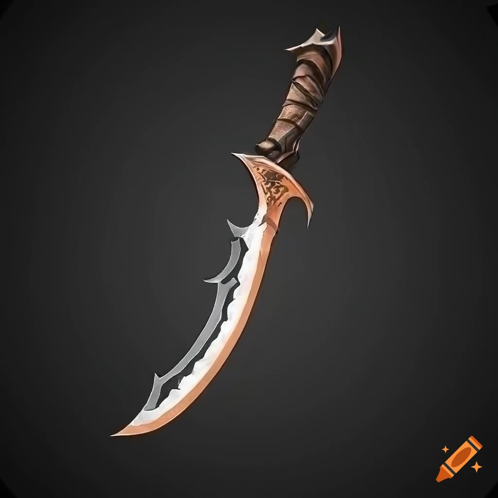 Mythic straight elite scimitar weapon with vertical symmetry on black background