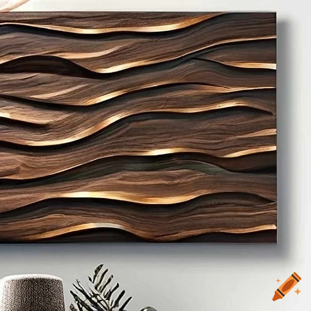 Luxurious wall art crafted from black walnut wood showcasing natural wood grain beauty