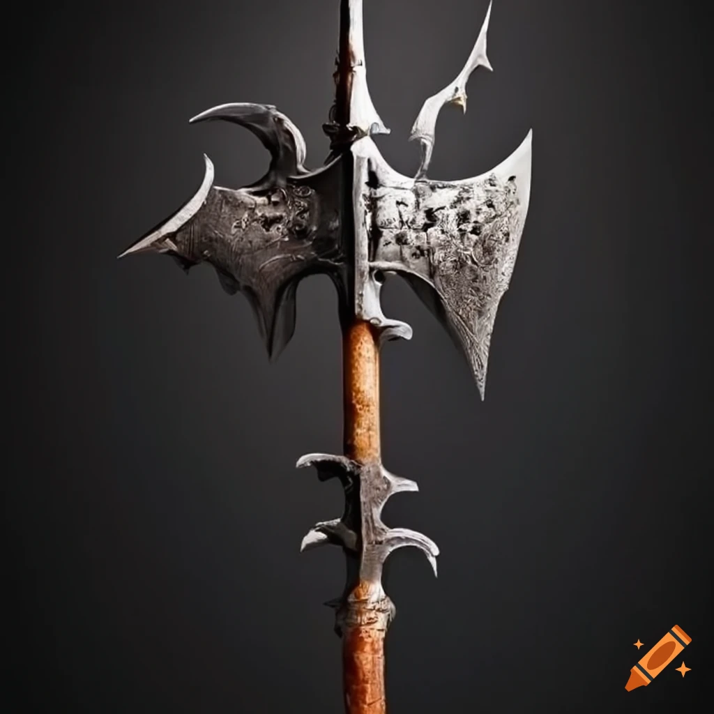 Cool halberd weapon on display