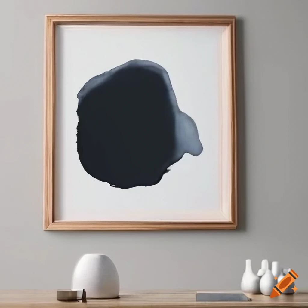 Minimal framed ink abstract art