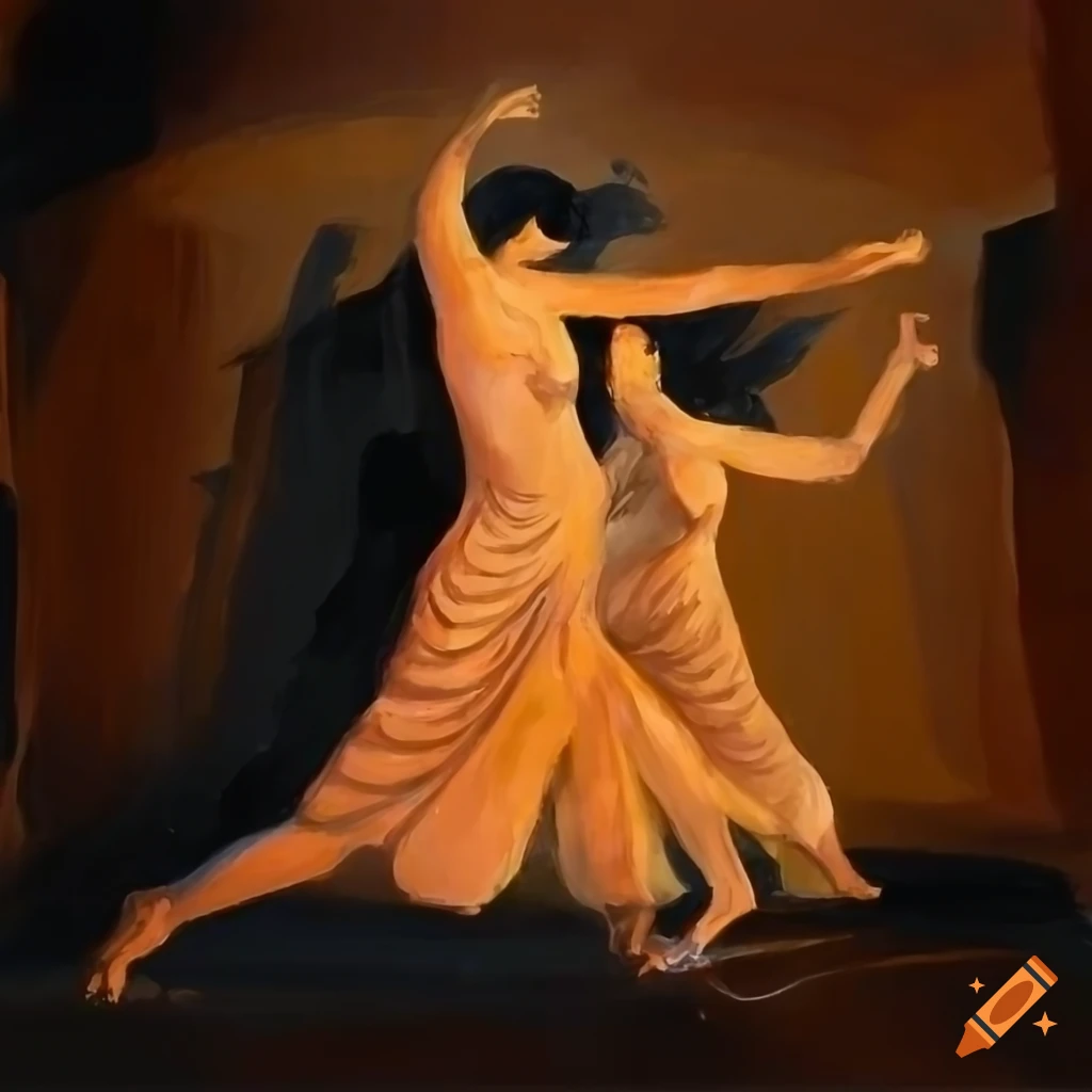 Dance inspired by ancient Greek pottery with ochre, black, and white tones