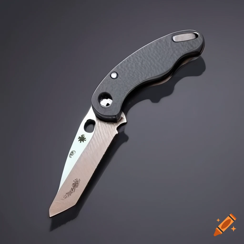 Spyderco jackknife scalpel on a dark glass steel table in futuristic Japan style