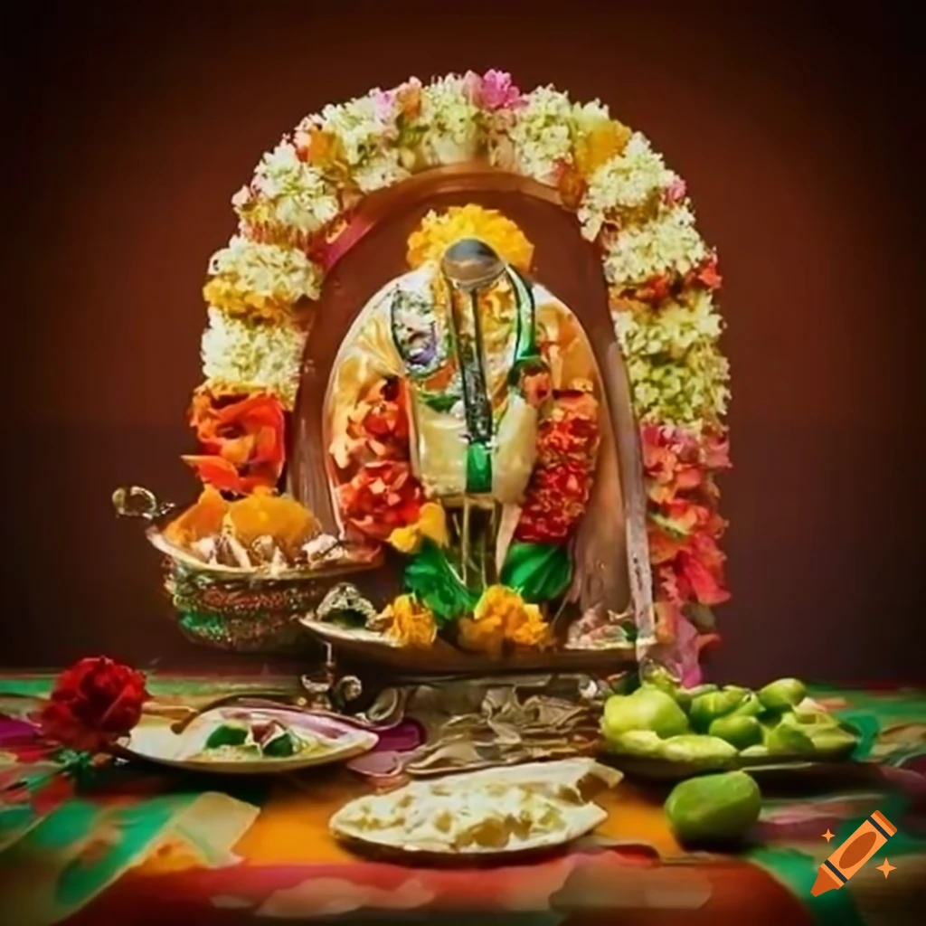 Indian Thali decorated with flowers and vegetables for Independence Day