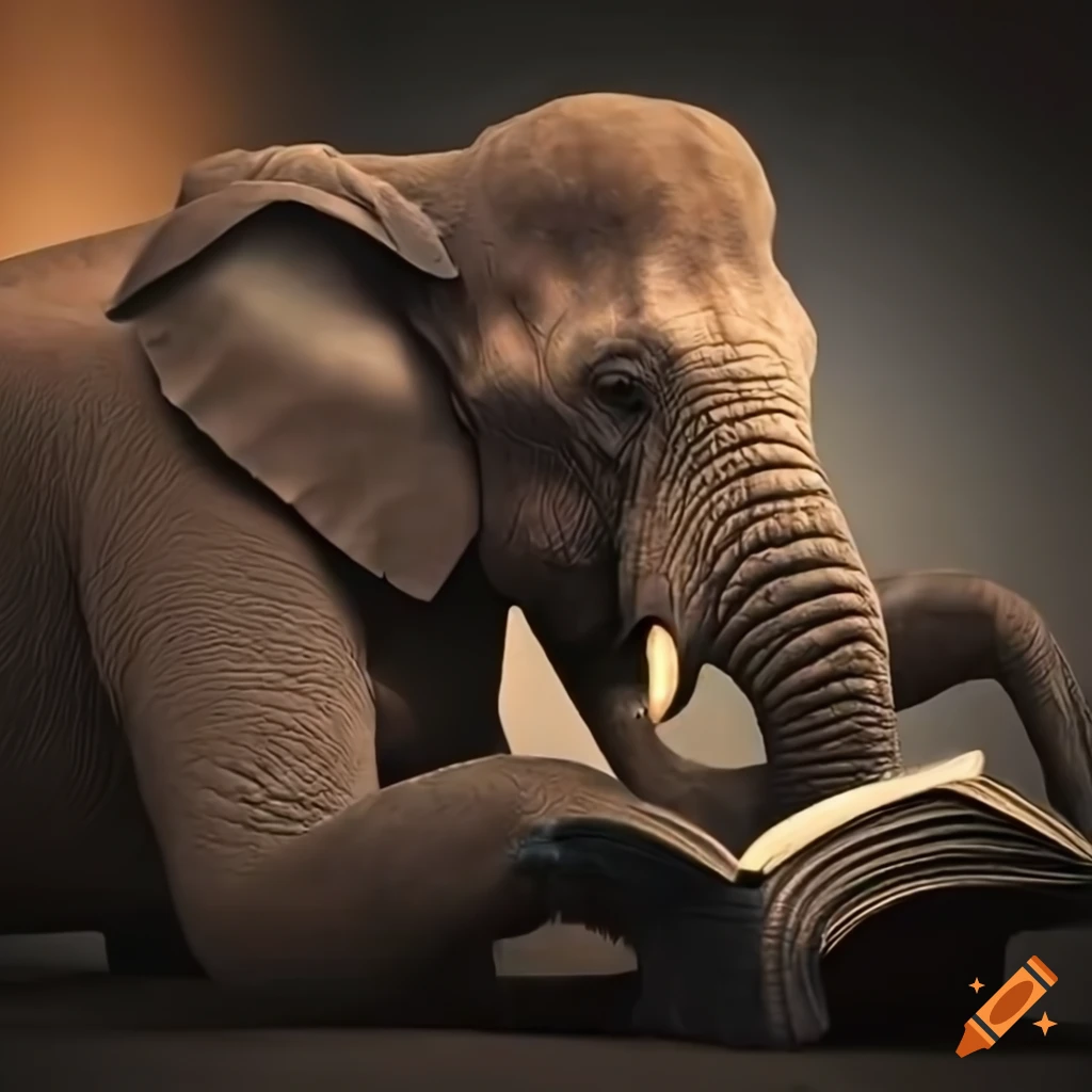 Book reading elephant in high definition