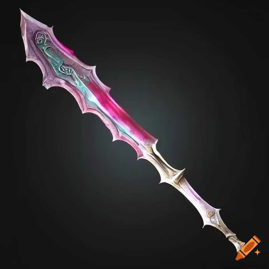 Mythic straight elite sword weapon on vertical symmetry with black background