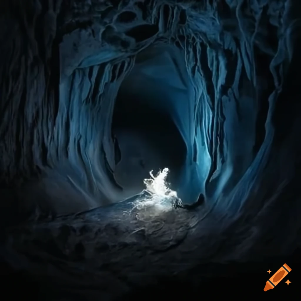Bat in a cave with ultrasonic waves