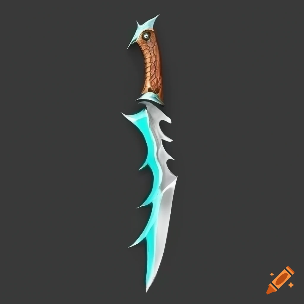 Mythic elite scimitar weapon with geometric design on a black background