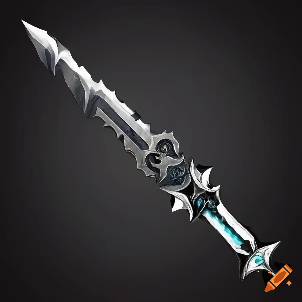 Mythic straight elite sword with vertical symmetry on a black background