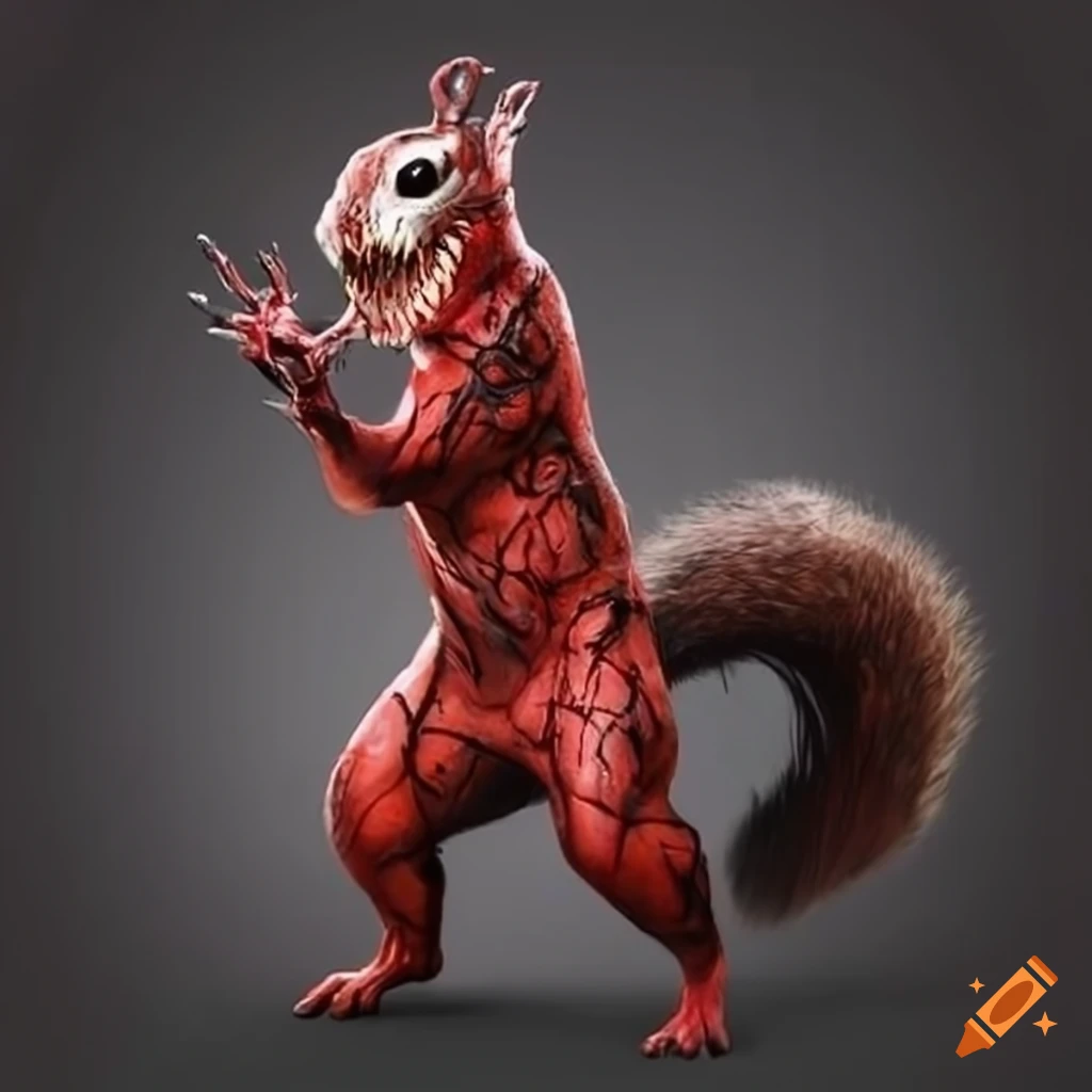 Realistic squirrel in a carnage suit