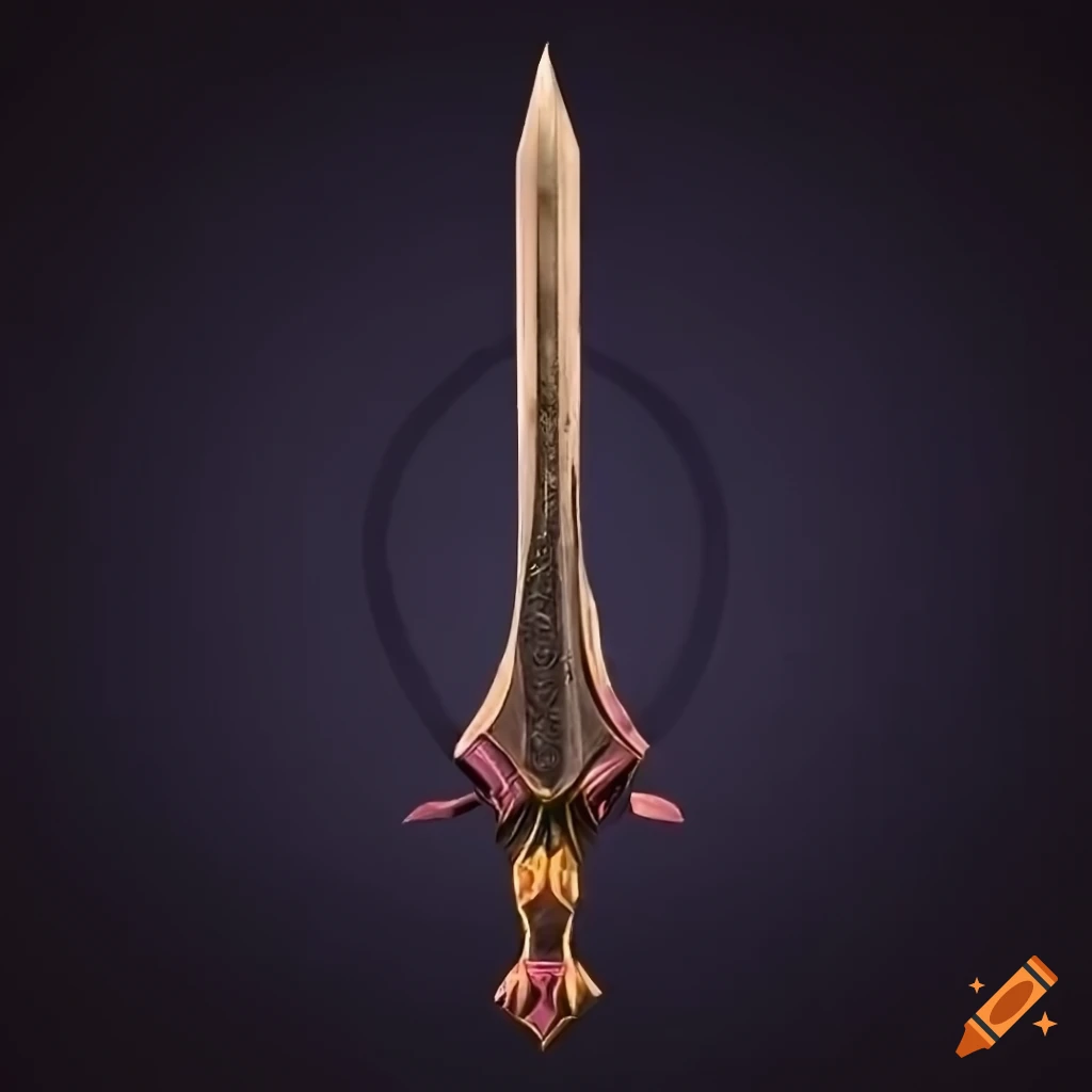 Mythic elite straight sword with vertical symmetry and geometric design