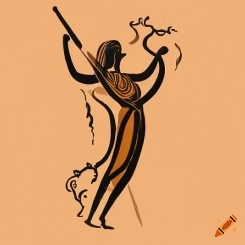 Dance inspired by ancient Greek pottery with ochre, black, and white tones