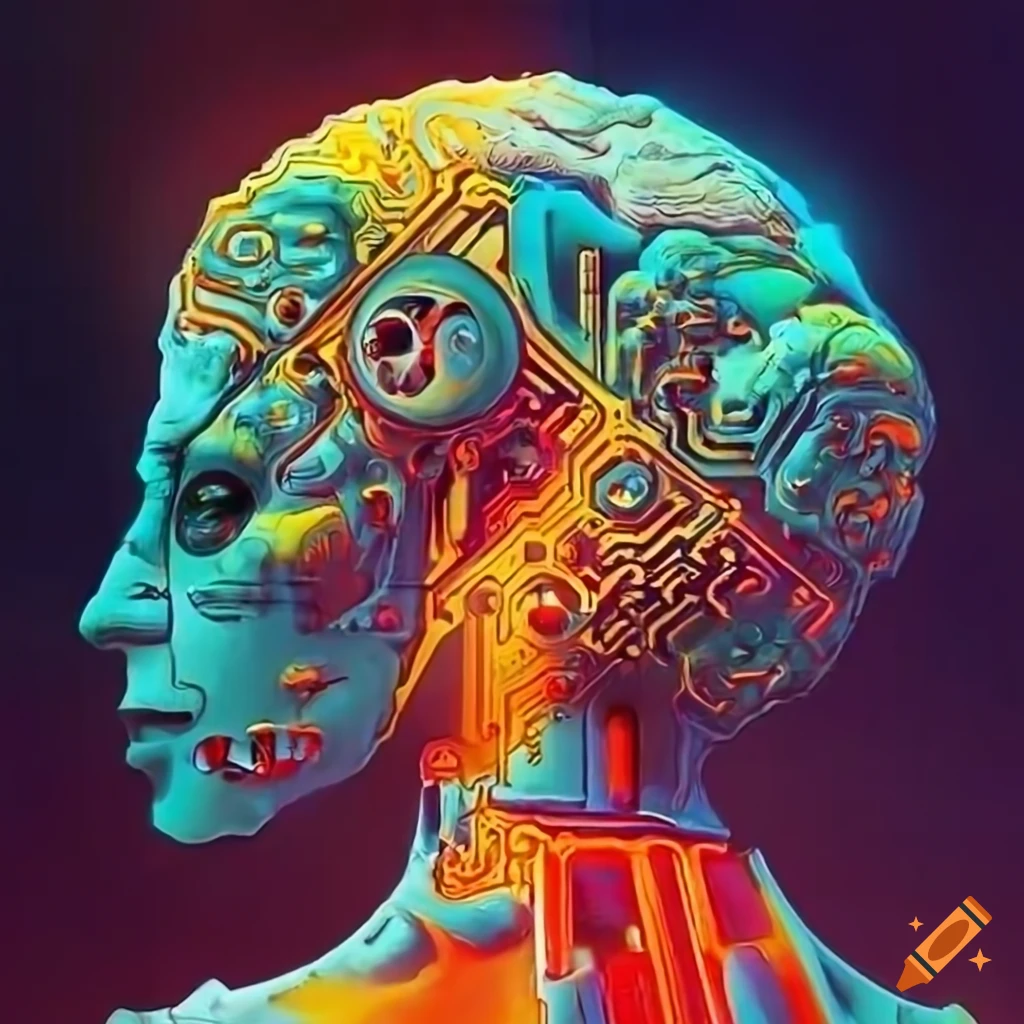70s sci-fi organic machine art by Akira Toryiama with brain circuit and UFO elements