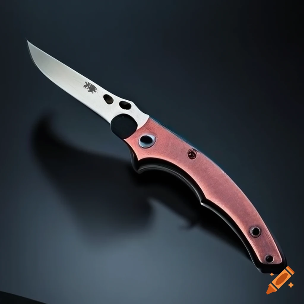 Spyderco jackknife scalpel on dark glass steel table in futuristic Japanese style
