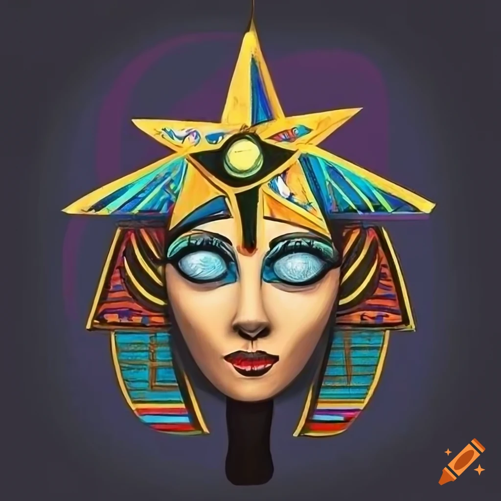 Egyptian head with star in Tim Burton style