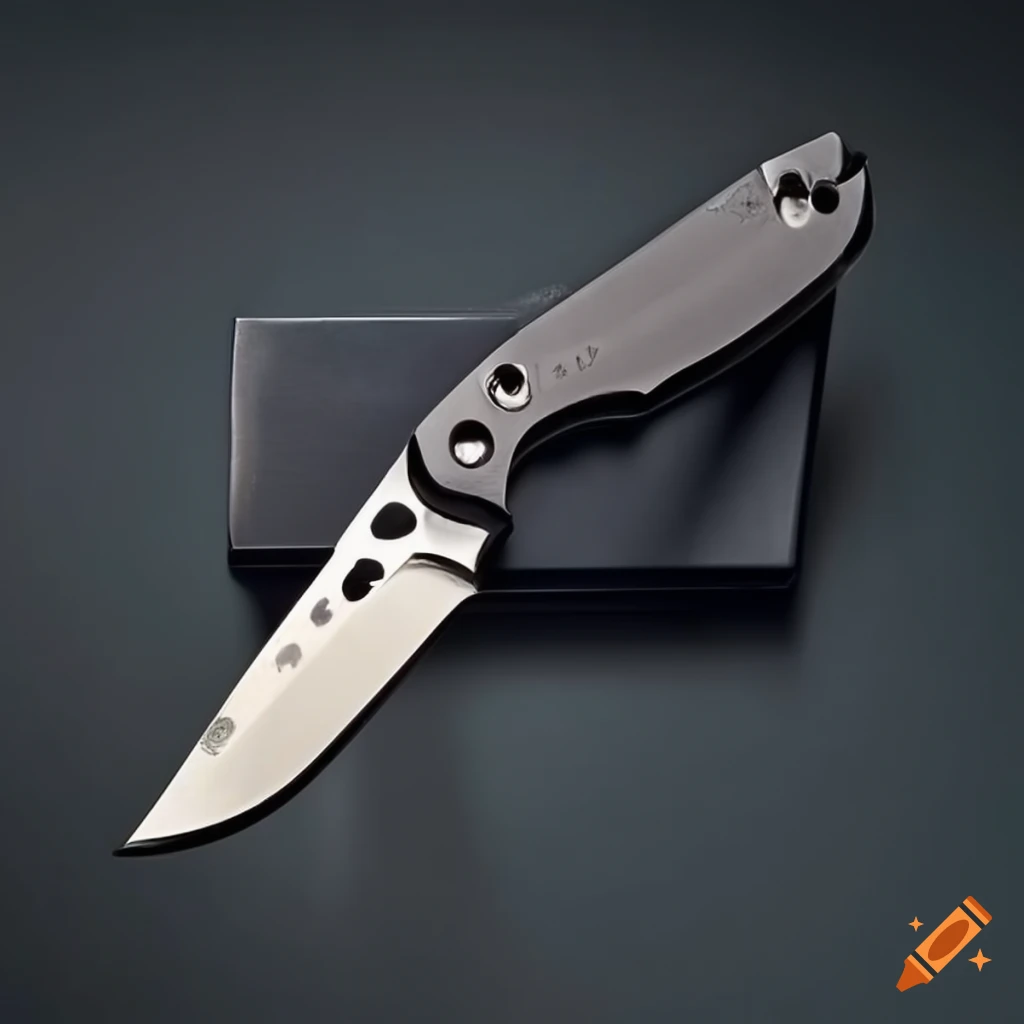 Spyderco jackknife scalpel on a dark glass steel table with futuristic Japan style