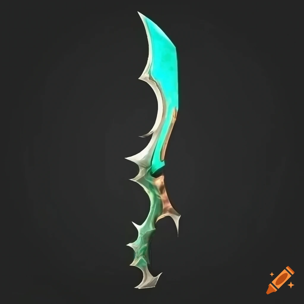 Mythic elite poison scimitar with vertical symmetry on black background