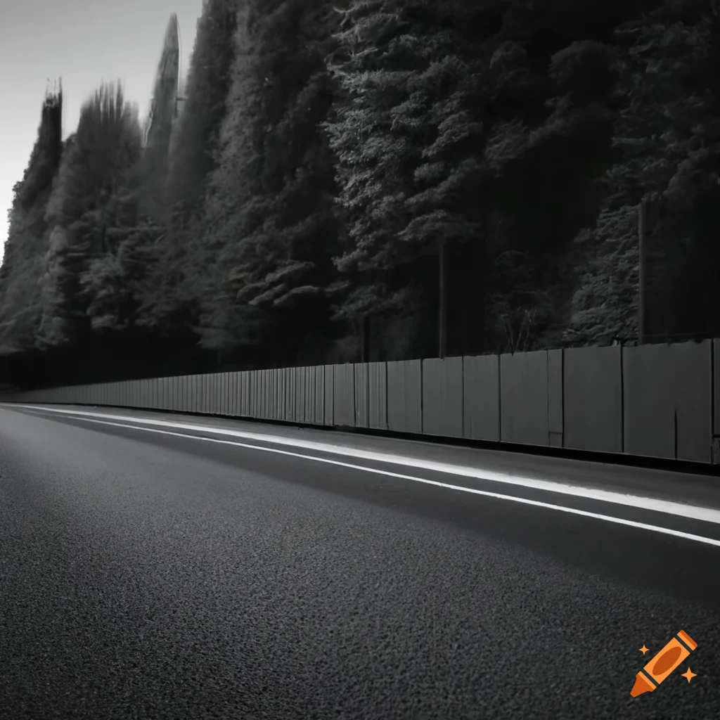 Suburban noise wall along a highway