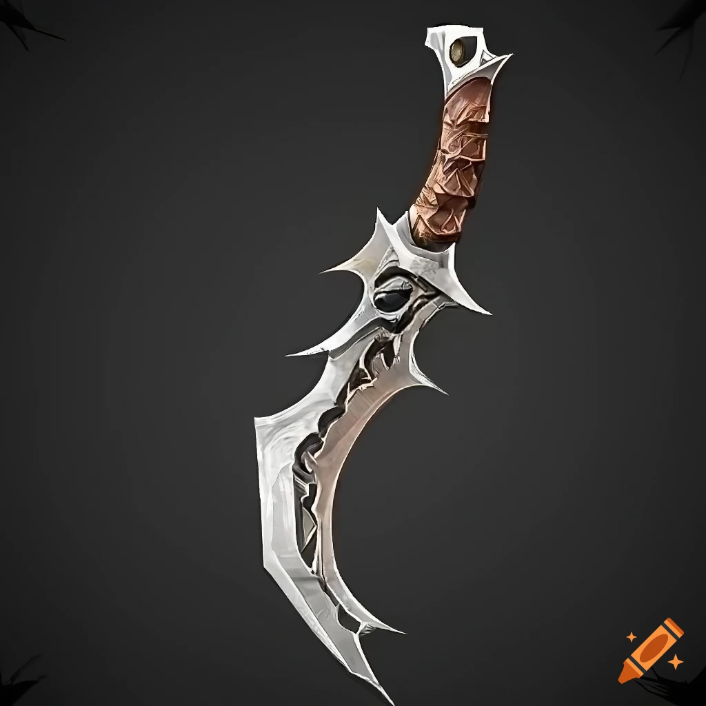 Mythic straight elite scimitar weapon with geometric design on black background