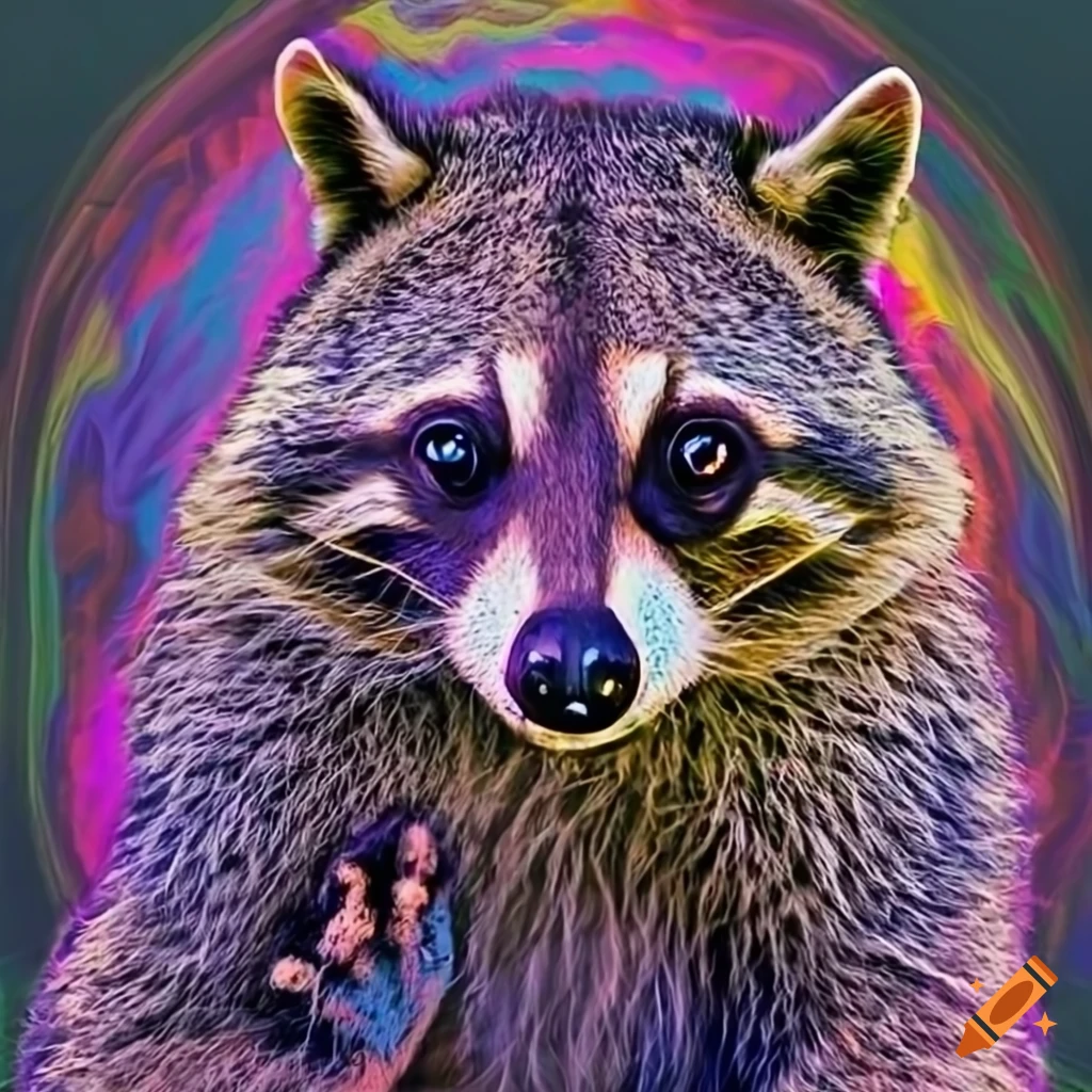 Psychedelic raccoon artwork
