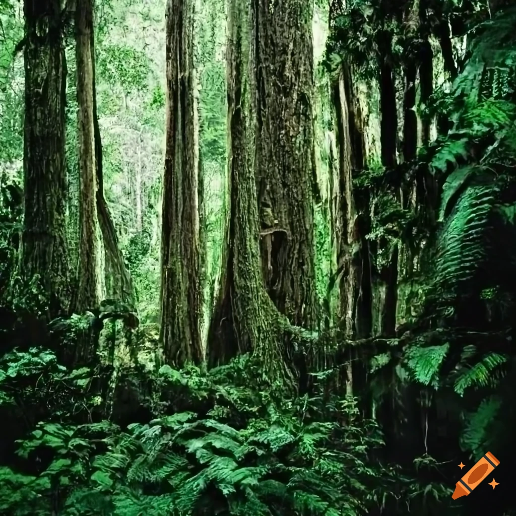 Rainforest with tall trees