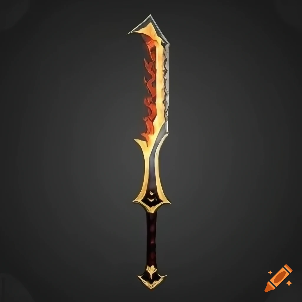 Mythic elite sword with vertical symmetry on a black background in a geometric design