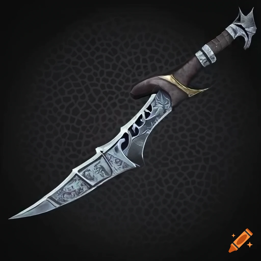 Mythic straight elite scimitar weapon with vertical symmetry on a black background
