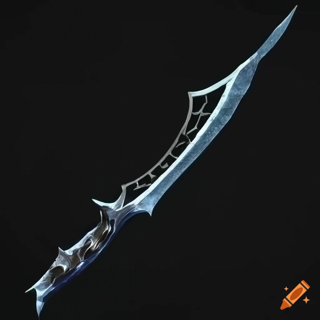 Mythic elite scimitar weapon with vertical symmetry on a black background