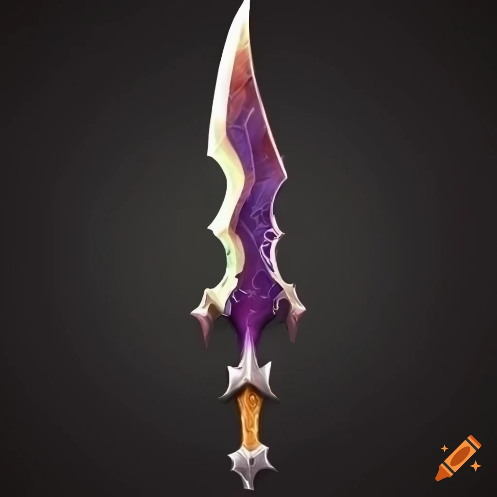 Mythic elite poison scimitar weapon with vertical symmetry on a black background