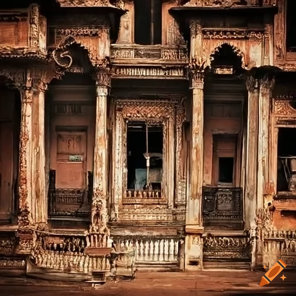 Exterior of a middle-class, old mansion in India
