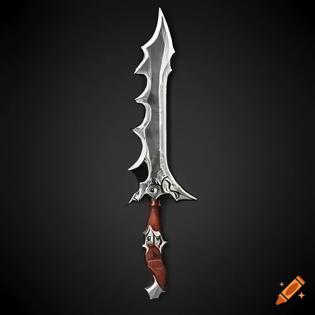 Mythic elite poison scimitar weapon with vertical symmetry and geometric design