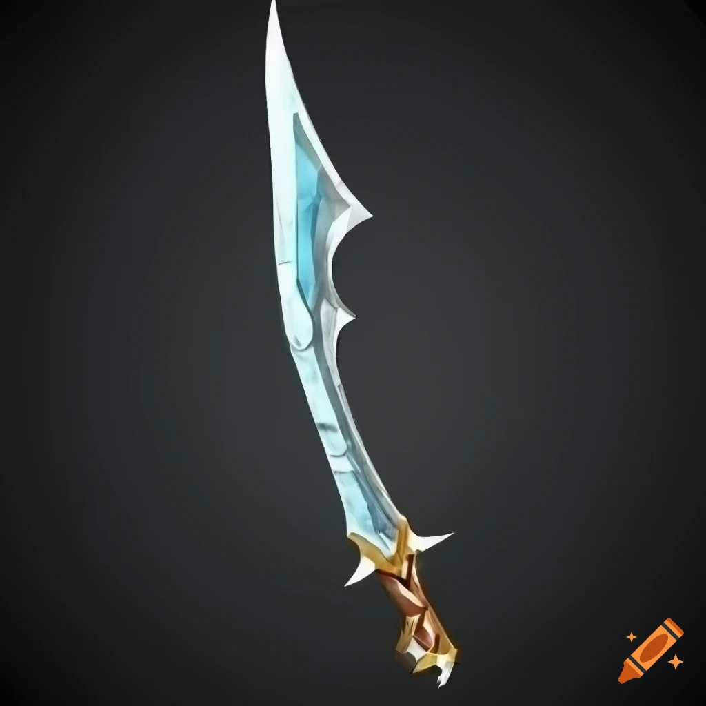Mythic elite scimitar weapon with vertical symmetry on a black background