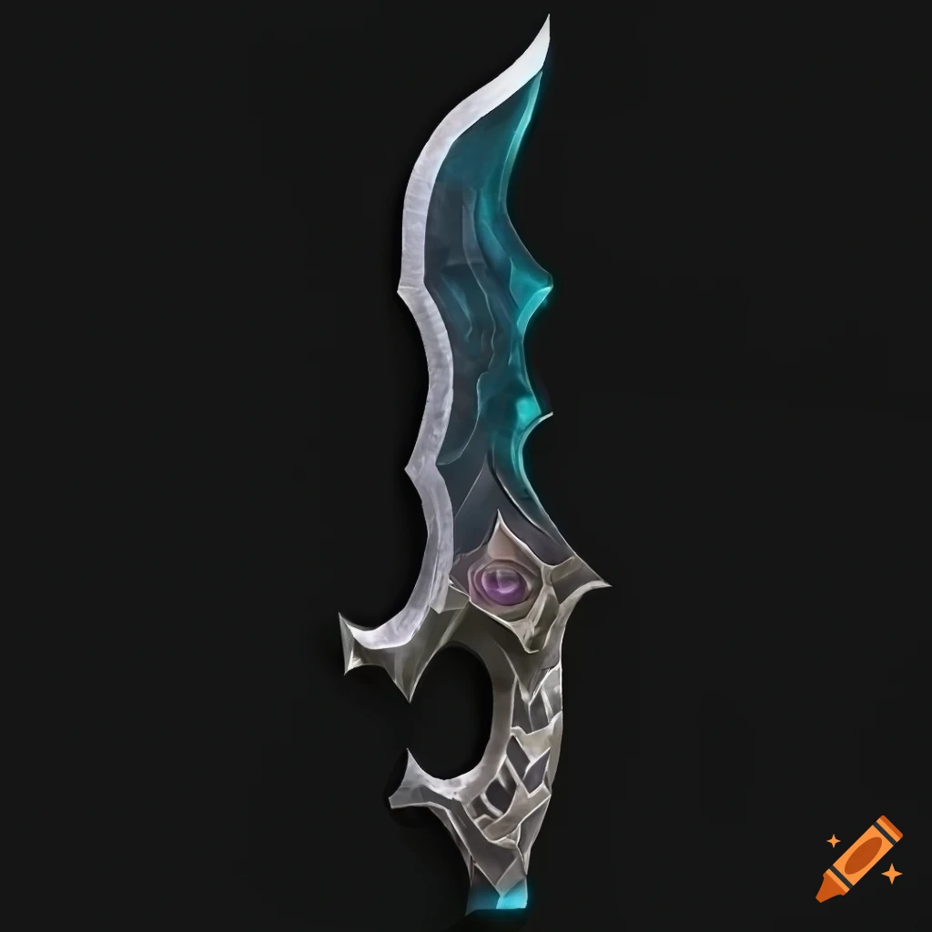 Mythic straight elite scimitar weapon with geometric design on black background