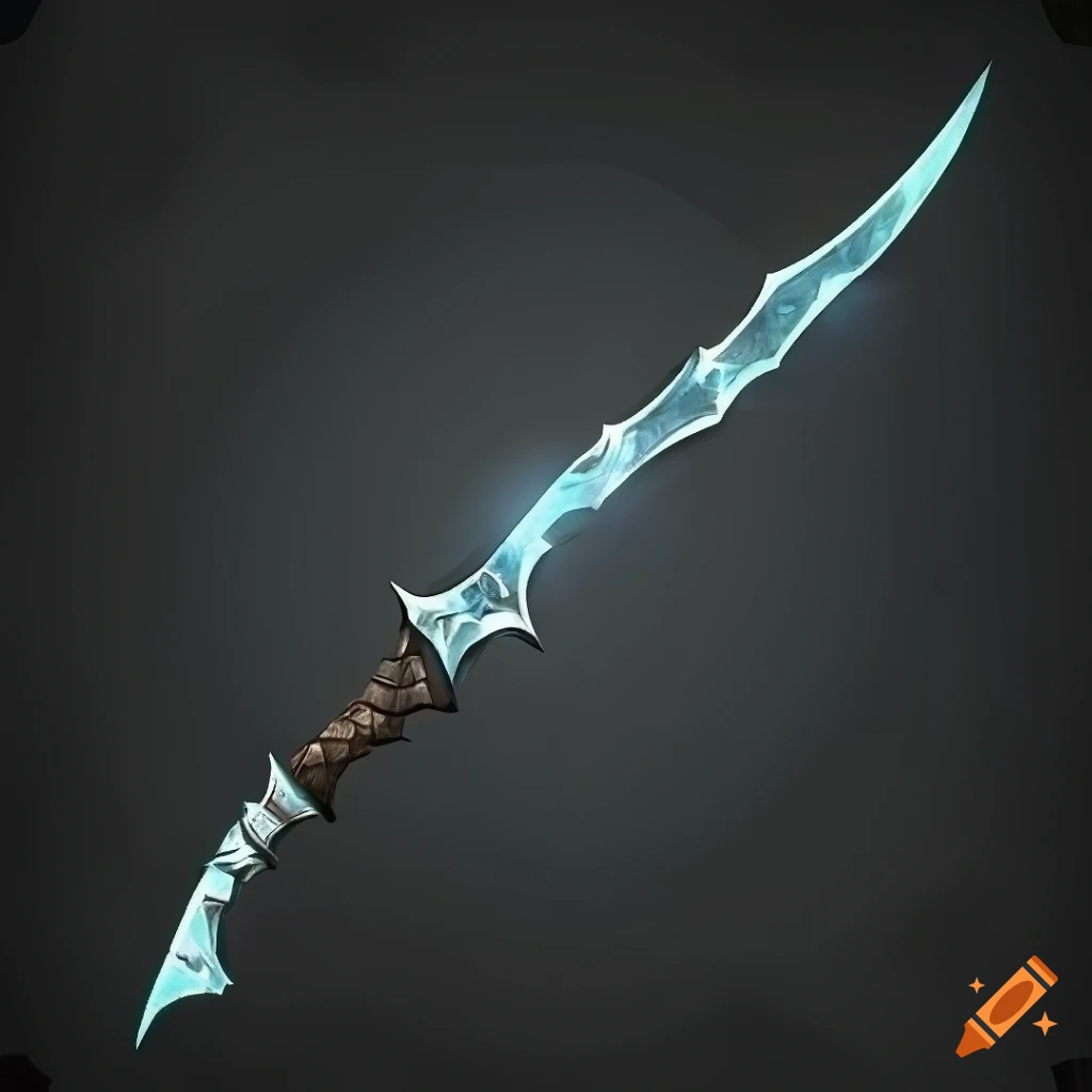 Mythic straight elite scimitar weapon with geometric design on black background