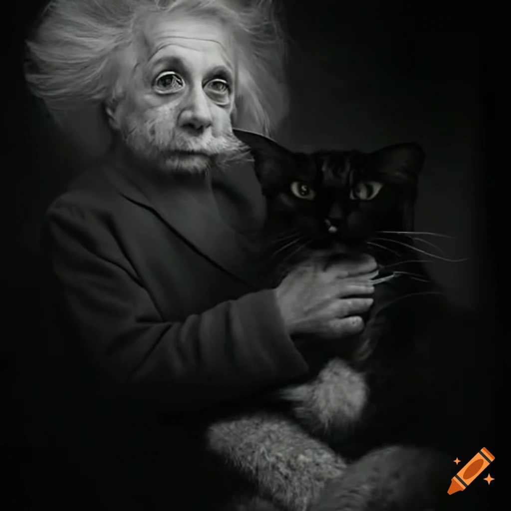 Schrödinger's cat representing life and death inspired by Albert Einstein