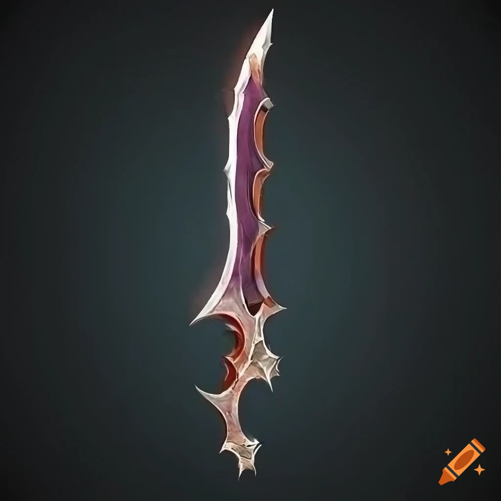 Mythic elite poison scimitar weapon with vertical symmetry on a black background