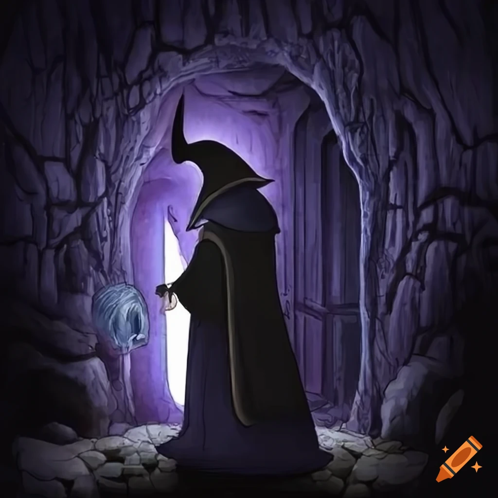 Wizard in the doorway of a cave